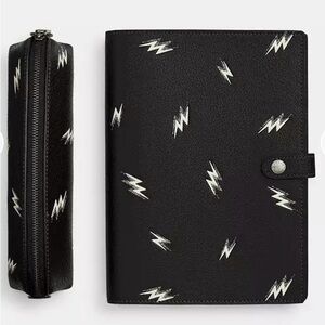 NWT Coach notebook w/ pencil case Lightning Bolt Print